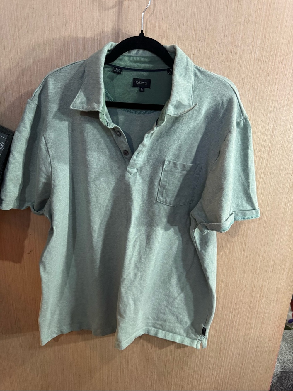 Buffalo David Bitton Mint Green Men's Polo with Chest Pocket Size XL